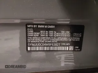 2021 BMW X5 M z VIN 5YMJU0C04M9F63827, wystawiony jako IAAI lot #42351633 z przebiegiem 31 232 mil mil oraz . Historia ofert i sprzedaży dostępna na DreamBid. Obrazek 9.