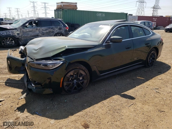 2023 BMW i4 eDrive35 with VIN WBY43AW08PFR41336, listed as a Copart auction lot 65203203 with 1,110 mi miles. Bid and sale history available at carsss.com. Image 1.