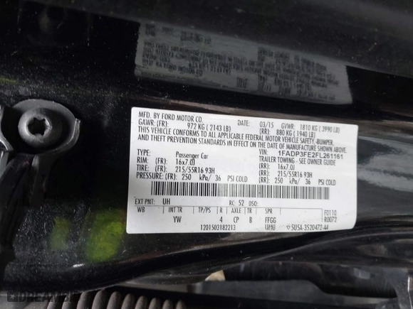 2015 Ford Focus SE with VIN 1FADP3FE2FL261161, listed as a IAAI auction lot 41965026 with 1 mi miles. Bid and sale history available at carsss.com. Image 9.