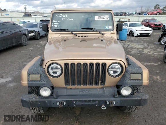 1999 Jeep Wrangler Sahara with VIN 1J4FY49S7XP468754, listed as a Copart auction lot 44618515 with 181,922 mi miles and Salvage Title. Bid and sale history available at carsss.com. Image 5.