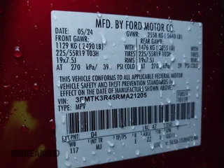 2024 Ford Mustang Mach-E Premium with VIN 3FMTK3R45RMA21205, listed as a IAAI auction lot 41150711 with 2,527 mi miles and . Bid and sale history available at DreamBid. Image 9.