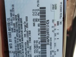 2015 Ford Fusion SE Hybrid with VIN 3FA6P0LU4FR151426, listed as a Copart auction lot 61270135 with 236,223 mi miles and Salvage title. Bid and sale history available at DreamBid. Image 12.