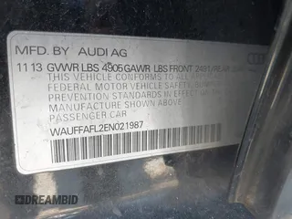 2014 Audi A4 Premium Plus with VIN WAUFFAFL2EN021987, listed as a IAAI auction lot 41888383 with 137,170 mi miles. Bid and sale history available at carsss.com. Image 9.