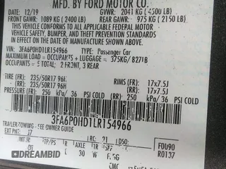 2020 Ford Fusion SE with VIN 3FA6P0HD1LR154966, listed as a IAAI auction lot 42119133 with 133,370 mi miles and . Bid and sale history available at DreamBid. Image 9.