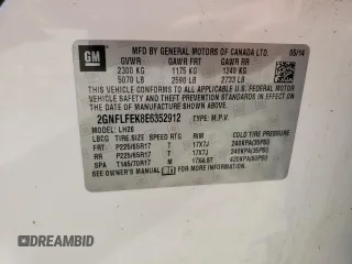 2014 Chevrolet Equinox LT with VIN 2GNFLFEK8E6352912, listed as a Copart auction lot 53018175 with 168,142 mi miles and Salvage Title. Bid and sale history available at DreamBid. Image 14.