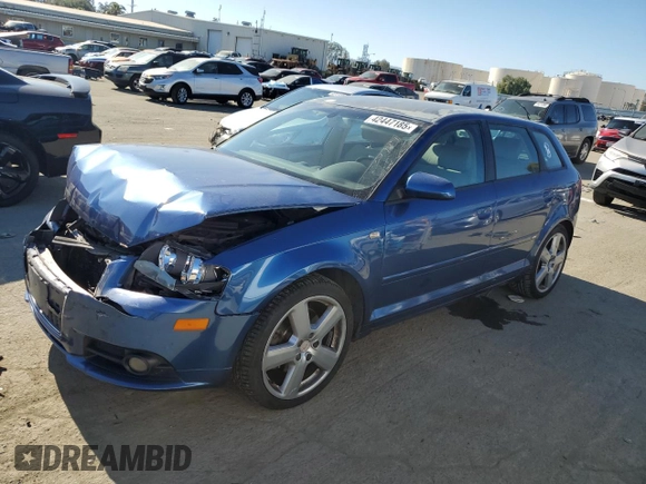 2008 Audi A3 S-Line with VIN WAUKD78P08A094763, listed as a Copart auction lot 42447185 with 118,902 mi miles and Salvage Title. Bid and sale history available at carsss.com. Image 1.