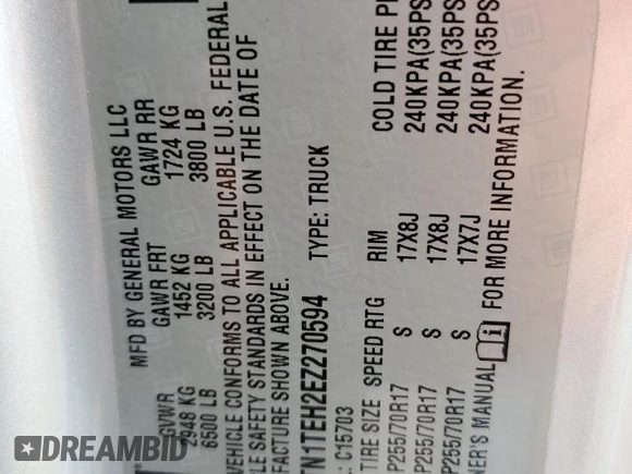 2014 GMC Sierra 1500 z VIN 1GTN1TEH2EZ270594, wystawiony jako Copart lot #76334054 z przebiegiem 102 997 mil mil oraz Szkody całkowita. Historia ofert i sprzedaży dostępna na DreamBid. Obrazek 12.