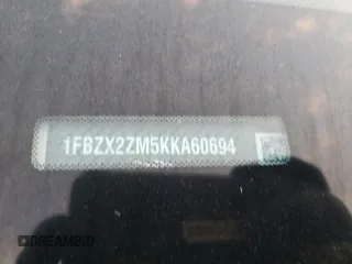 2019 Ford Transit Passenger XL with VIN 1FBZX2ZM5KKA60694, listed as a Copart auction lot 76660313 with 319,303 mi miles and Salvage Title. Bid and sale history available at DreamBid. Image 13.