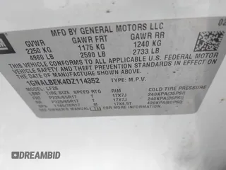 2013 Chevrolet Equinox LS with VIN 1GNALBEK4DZ114352, listed as a IAAI auction lot 42001451 with 144,537 mi miles. Bid and sale history available at carsss.com. Image 9.