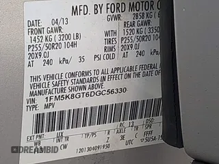 2013 Ford Explorer Sport с VIN 1FM5K8GT6DGC56330, выставлен на аукционе IAAI как лот 42645779 с пробегом 170 315 миль миль и . История ставок и продаж доступна на DreamBid. Изображение 9.