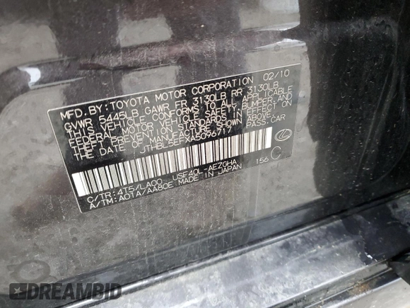 2010 Lexus LS 460 z VIN JTHBL5EFXA5096717, wystawiony jako Copart lot #52701975 z przebiegiem 166 392 mil mil oraz Szkoda całkowita • Salvage title. Historia ofert i sprzedaży dostępna na DreamBid. Obrazek 12.