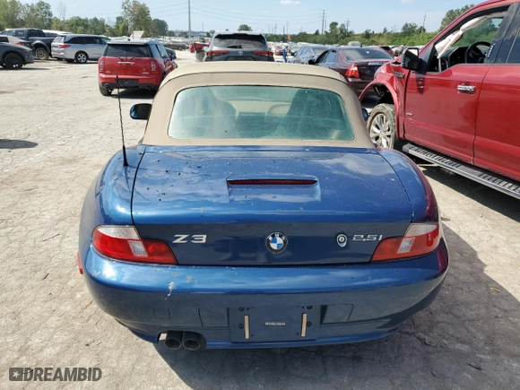2001 BMW Z3 2.5i with VIN WBACN33421LM01058, listed as a Copart auction lot 69644504 with 31,198 mi miles and Salvage Title. Bid and sale history available at carsss.com. Image 6.