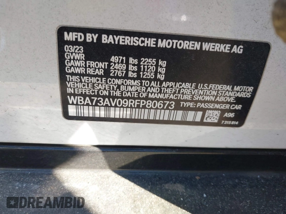 2024 BMW 4 Series 430i xDrive with VIN WBA73AV09RFP80673, listed as a IAAI auction lot 41697041 with 9,245 mi miles. Bid and sale history available at carsss.com. Image 9.