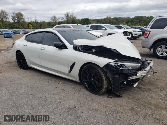 2020 BMW 8 Series M850i with VIN WBAGV8C03LBP48760, listed as a Copart auction lot 73453334 with Not Provided miles and Salvage Title. Bid and sale history available at carsss.com. Image 4.