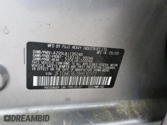 2008 Subaru Impreza Outback Special Sports z VIN JF1GH63628H836972, wystawiony jako Copart lot #51086515 z przebiegiem 92 446 mil mil oraz Szkoda całkowita • Salvage title. Historia ofert i sprzedaży dostępna na DreamBid. Obrazek 14.