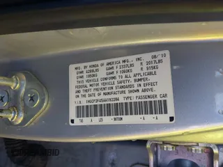 2010 Honda Accord LX-P с VIN 1HGCP2F45AA192284, выставлен на аукционе IAAI как лот 42174758 с пробегом 151 600 миль миль и . История ставок и продаж доступна на DreamBid. Изображение 9.
