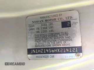 1987 Nissan 300ZX z VIN JN1HZ14S6HX214121, wystawiony jako IAAI lot #42204712 z przebiegiem 218 637 mil mil oraz . Historia ofert i sprzedaży dostępna na DreamBid. Obrazek 9.