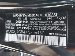 2019 Mercedes-Benz CLA 250 with VIN WDDSJ4GB4KN756480, listed as a IAAI auction lot 41301582 with 112,907 mi miles and . Bid and sale history available at DreamBid. Image 9.
