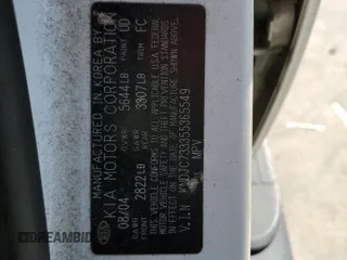 2005 Kia Sorento LX z VIN KNDJC733355365549, wystawiony jako Copart lot #45800565 z przebiegiem 218 962 mil mil oraz Szkoda całkowita • Salvage title. Historia ofert i sprzedaży dostępna na DreamBid. Obrazek 16.