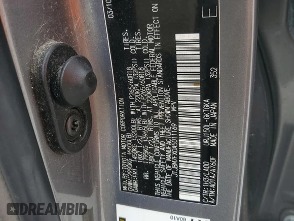 2010 Lexus GX 460 with VIN JTJBM7FX0A5011169, listed as a Copart auction lot 54597565 with 157,813 mi miles and Clean Title. Bid and sale history available at DreamBid. Image 13.