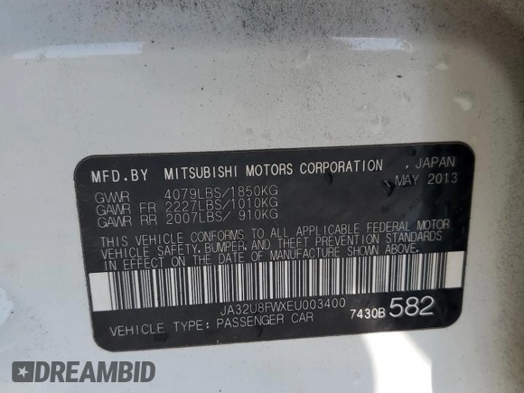 2014 Mitsubishi Lancer GT with VIN JA32U8FWXEU003400, listed as a Copart auction lot 53673975 with 116,253 mi miles and Salvage Title. Bid and sale history available at DreamBid. Image 12.