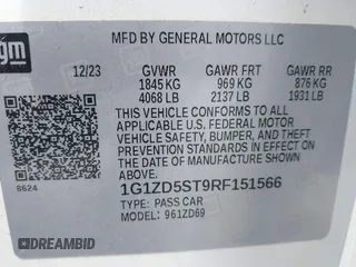 2024 Chevrolet Malibu LT with VIN 1G1ZD5ST9RF151566, listed as a IAAI auction lot 42247561 with 33,170 mi miles and . Bid and sale history available at DreamBid. Image 9.