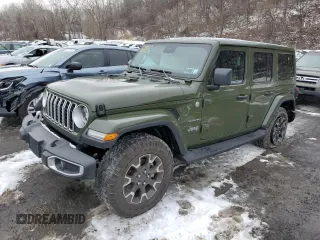 2024 Jeep Wrangler Sahara with VIN 1C4PJXEG7RW265356, listed as a Copart auction lot 43031795 with 6,780 mi miles and Salvage Title. Bid and sale history available at carsss.com. Image 1.
