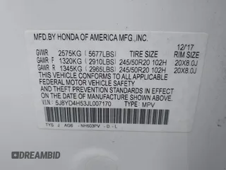 2018 Acura MDX Technology z VIN 5J8YD4H53JL007170, wystawiony jako IAAI lot #42414257 z przebiegiem 41 989 mil mil oraz . Historia ofert i sprzedaży dostępna na DreamBid. Obrazek 9.