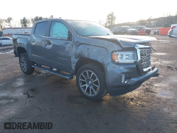 2021 GMC Canyon 4WD Denali with VIN 1GTG6EEN2M1123409, listed as a IAAI auction lot 41486932 with 1 mi miles. Bid and sale history available at carsss.com. Image 1.