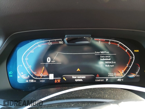 2019 BMW X5 xDrive40i with VIN 5UXCR6C50KLL23736, listed as a Copart auction lot 38558983 with 16,571 mi miles. Bid and sale history available at carsss.com. Image 9.