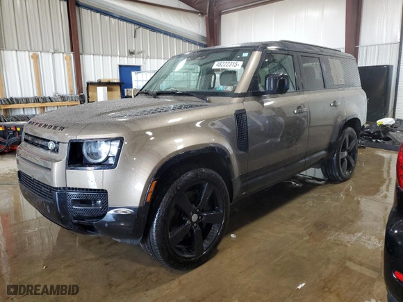 2023 Land Rover Defender X-Dynamic SE with VIN SALE2FEU0P2209020, listed as a Copart auction lot 48222315 with 14,110 mi miles and Salvage Title. Bid and sale history available at carsss.com. Image 1.