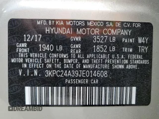 2018 Hyundai Accent SE с VIN 3KPC24A39JE014608, выставлен на аукционе Copart как лот 58224035 с пробегом 81 396 миль миль и Списание • Salvage title. История ставок и продаж доступна на DreamBid. Изображение 12.