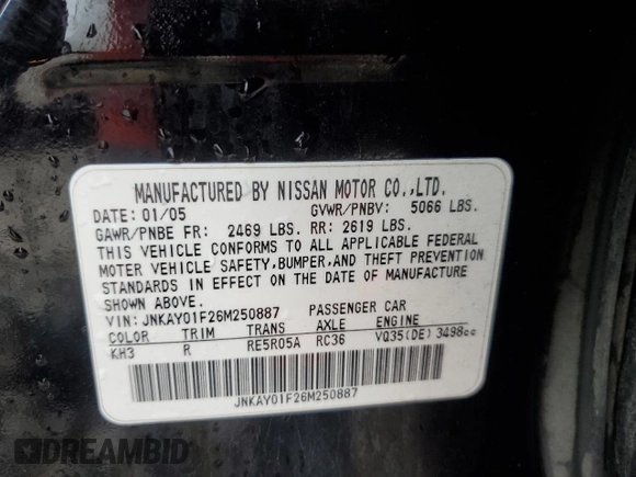 2006 Infiniti M with VIN JNKAY01F26M250887, listed as a Copart auction lot 51510545 with 189,152 mi miles and Clean Title. Bid and sale history available at carsss.com. Image 12.