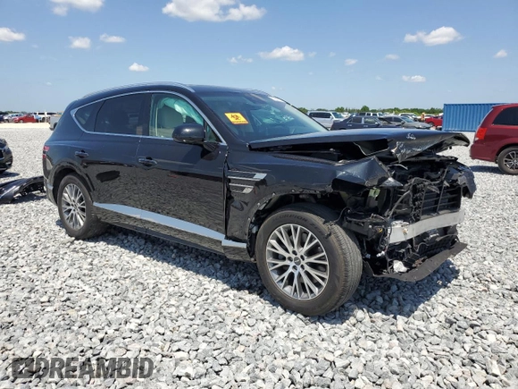 2022 Genesis GV80 with VIN KMUHB4SB4NU098028, listed as a Copart auction lot 52286015 with 26,006 mi miles and Non Repairable. Bid and sale history available at DreamBid. Image 4.