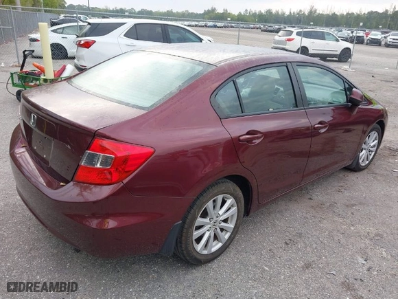 2012 Honda Civic Sdn EX-L with VIN 19XFB2F93CE066804, listed as a IAAI auction lot 41869172 with 59,700 mi miles. Bid and sale history available at carsss.com. Image 4.