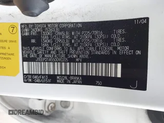 2005 Toyota Highlander z VIN JTEEP21A550090205, wystawiony jako IAAI lot #41611463 z przebiegiem 158 137 mil mil oraz . Historia ofert i sprzedaży dostępna na DreamBid. Obrazek 9.