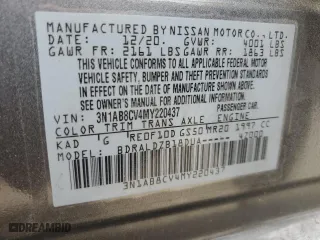 2021 Nissan Sentra SV with VIN 3N1AB8CV4MY220437, listed as a Copart auction lot 49810735 with 57,683 mi miles and Salvage Title. Bid and sale history available at carsss.com. Image 13.