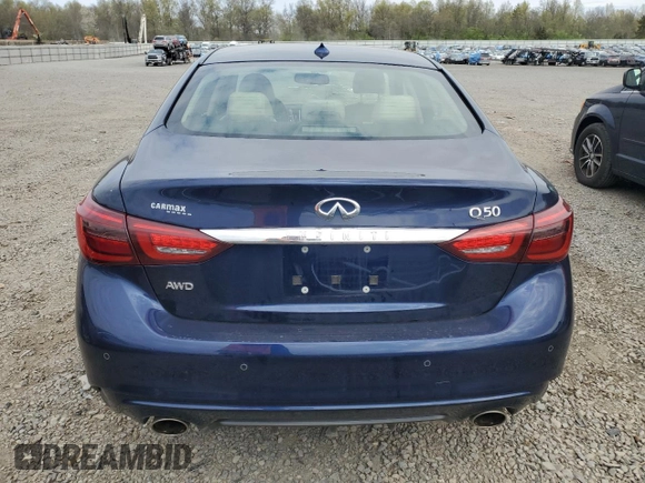 2022 Infiniti Q50 Luxe with VIN JN1EV7BR8NM340026, listed as a Copart auction lot 54059805 with 37,977 mi miles and Salvage title. Bid and sale history available at DreamBid. Image 6.
