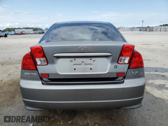 2005 Honda Civic LX with VIN 2HGES16505H608324, listed as a Copart auction lot 53636065 with 176,303 mi miles and Clean Title. Bid and sale history available at DreamBid. Image 6.