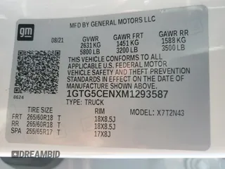 2021 GMC Canyon 2WD Elevation with VIN 1GTG5CENXM1293587, listed as a Copart auction lot 48582395 with 18,708 mi miles and Salvage title. Bid and sale history available at DreamBid. Image 13.