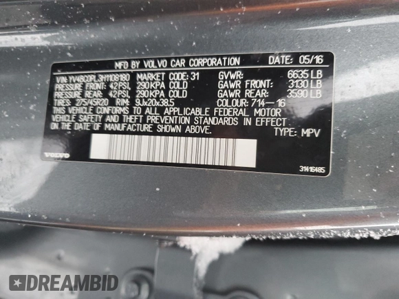 2017 Volvo XC90 Inscription with VIN YV4BC0PL3H1108180, listed as a Copart auction lot 88312005 with 122,518 mi miles and Salvage Title. Bid and sale history available at carsss.com. Image 14.
