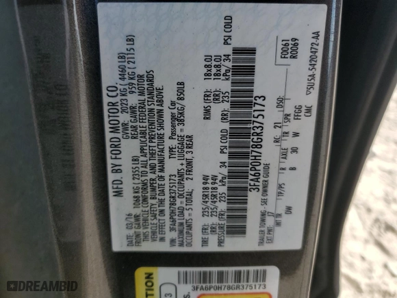 2016 Ford Fusion SE with VIN 3FA6P0H78GR375173, listed as a Copart auction lot 44144685 with 161,778 mi miles and Salvage Title. Bid and sale history available at carsss.com. Image 14.