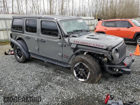 2018 Jeep Wrangler Unlimited Rubicon with VIN 1C4HJXFNXJW196460, listed as a Copart auction lot 49681715 with 71,187 mi miles and Salvage title. Bid and sale history available at DreamBid. Image 4.