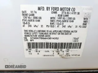 2017 Ford Explorer with VIN 1FM5K7B84HGB14352, listed as a Copart auction lot 59345215 with 120,878 mi miles and Salvage title. Bid and sale history available at DreamBid. Image 13.