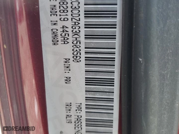 2019 Dodge Challenger SXT with VIN 2C3CDZAG3KH503560, listed as a Copart auction lot 48567445 with 77,809 mi miles and Salvage Title. Bid and sale history available at carsss.com. Image 12.