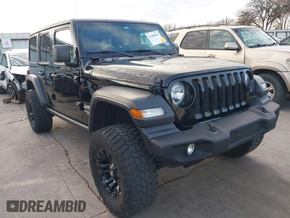 2019 Jeep Wrangler Unlimited Sport S with VIN 1C4HJXDN6KW686480, listed as a IAAI auction lot 41300842 with 67,359 mi miles and . Bid and sale history available at DreamBid. Image 1.