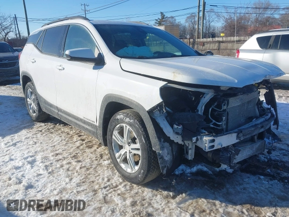 2020 GMC Terrain SLE with VIN 3GKALMEV8LL201910, listed as a IAAI auction lot 41650442 with 55,087 mi miles. Bid and sale history available at carsss.com. Image 1.