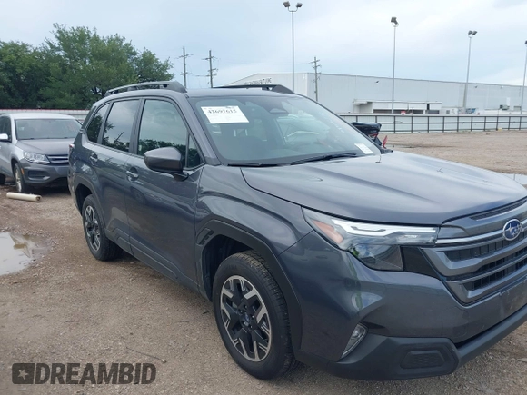 2025 Subaru Forester Premium с VIN JF2SLDDC3SH565991, выставлен на аукционе IAAI как лот 42697615 с пробегом 8 143 миль миль и . История ставок и продаж доступна на DreamBid. Изображение 1.