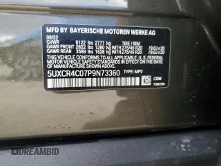 2023 BMW X5 sDrive40i with VIN 5UXCR4C07P9N73360, listed as a Copart auction lot 51128055 with Not provided miles and Salvage title. Bid and sale history available at DreamBid. Image 12.