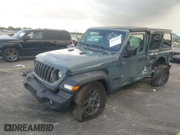 2024 Jeep Wrangler Sport S with VIN 1C4PJXDN8RW370133, listed as a IAAI auction lot 42453029 with 10,415 mi miles and . Bid and sale history available at DreamBid. Image 2.